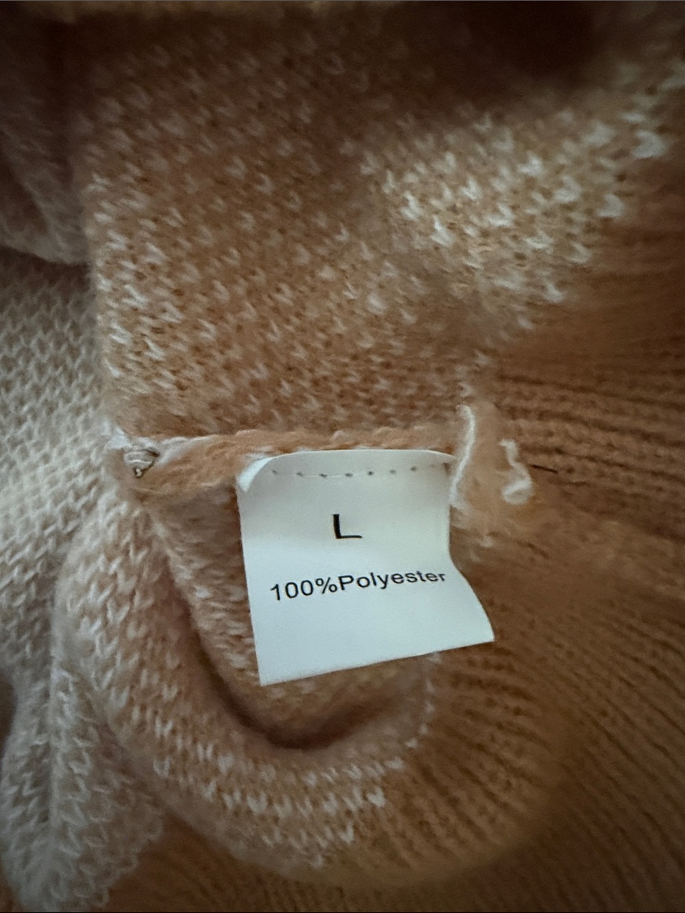 Doublju Checkerboard Crewneck Sweater in Cream and Tan large - Picture 4 of 8